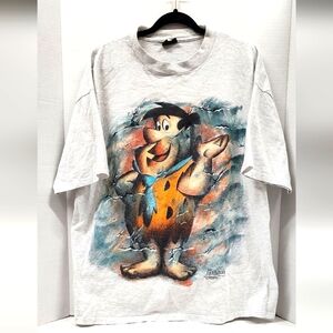 Vintage 90s Fred Flintstone Flintstones T-Shirt AOP All Over Print XL